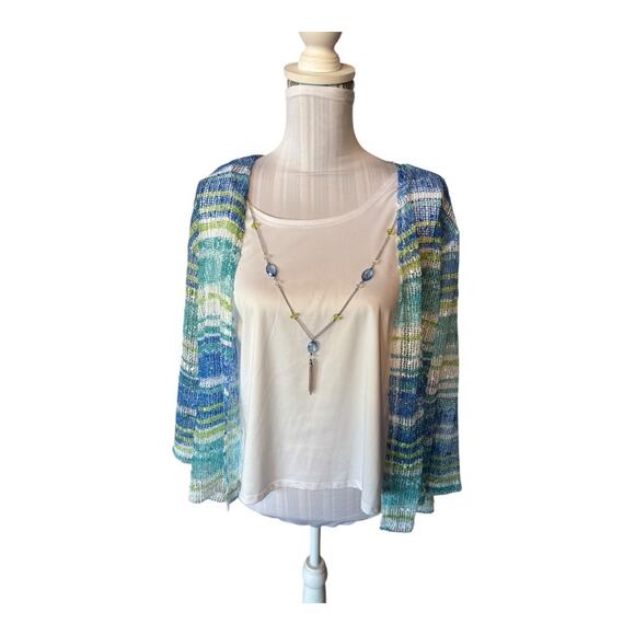 Alfred Dunner Light Woven Cardigan Blouse and Necklace Size PXL - Picture 1 of 3